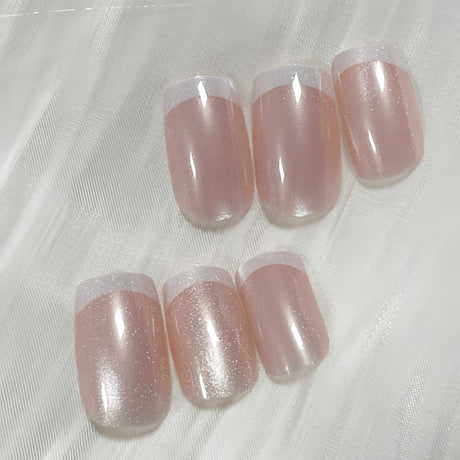 24pcs/Set French Cat Eye Press-On Nails