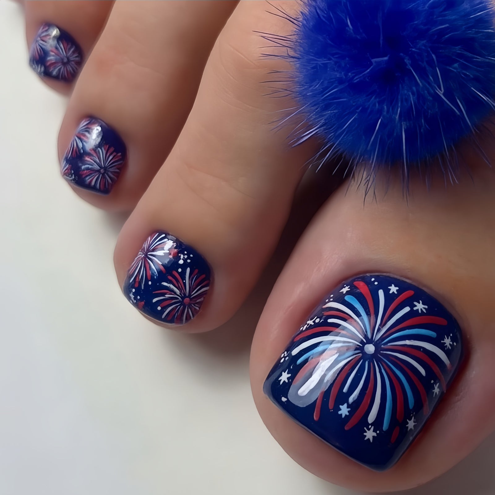 24pcs/Set Royal Blue Fireworks Press-On Nails