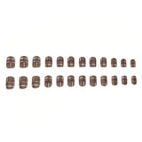 24pcs/Set Autumn Khaki Plaid Press-On Nails