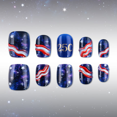 24pcs/Set Starry Waves Press-On Nails
