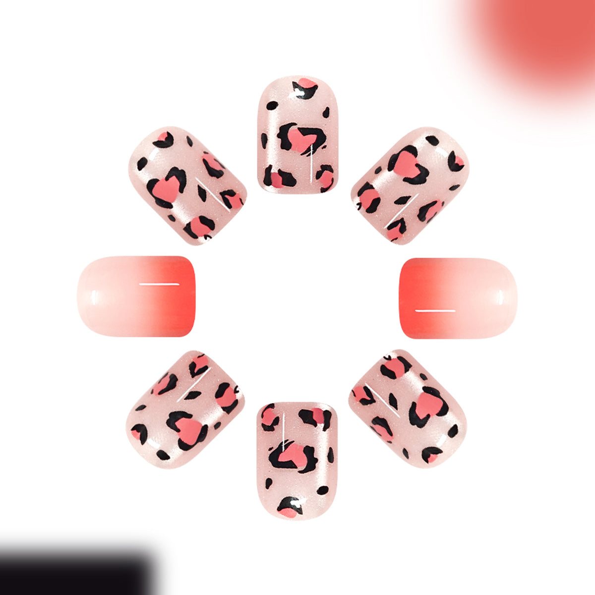24pcs/Set Sparkling Leopard Print Cat Eye Press-On Nails