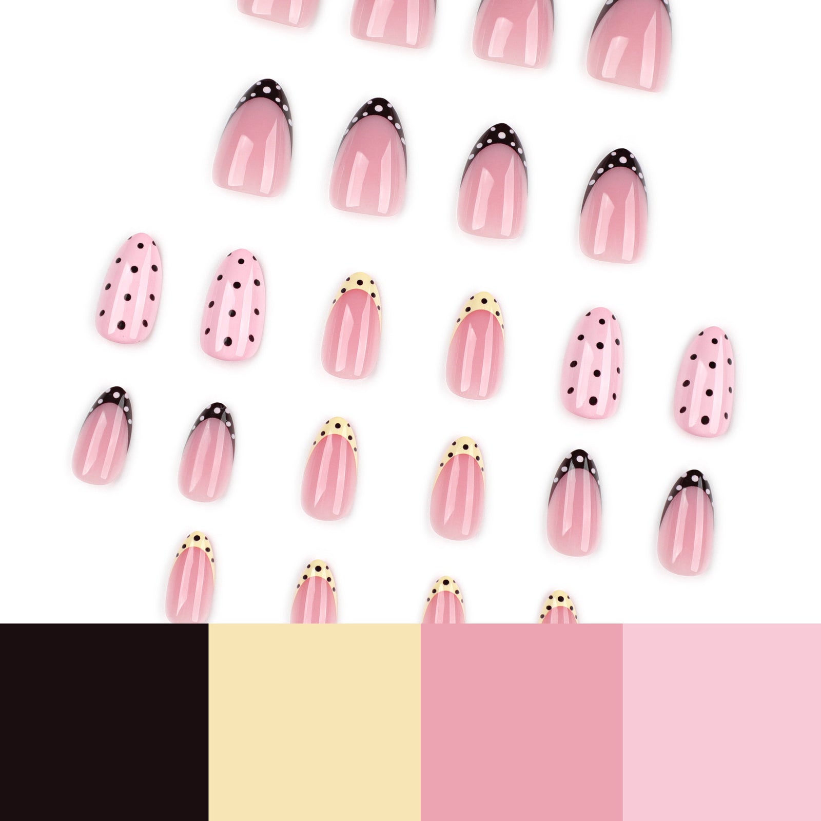 24pcs/Set Color-Block Polka Dots Press-On Nails