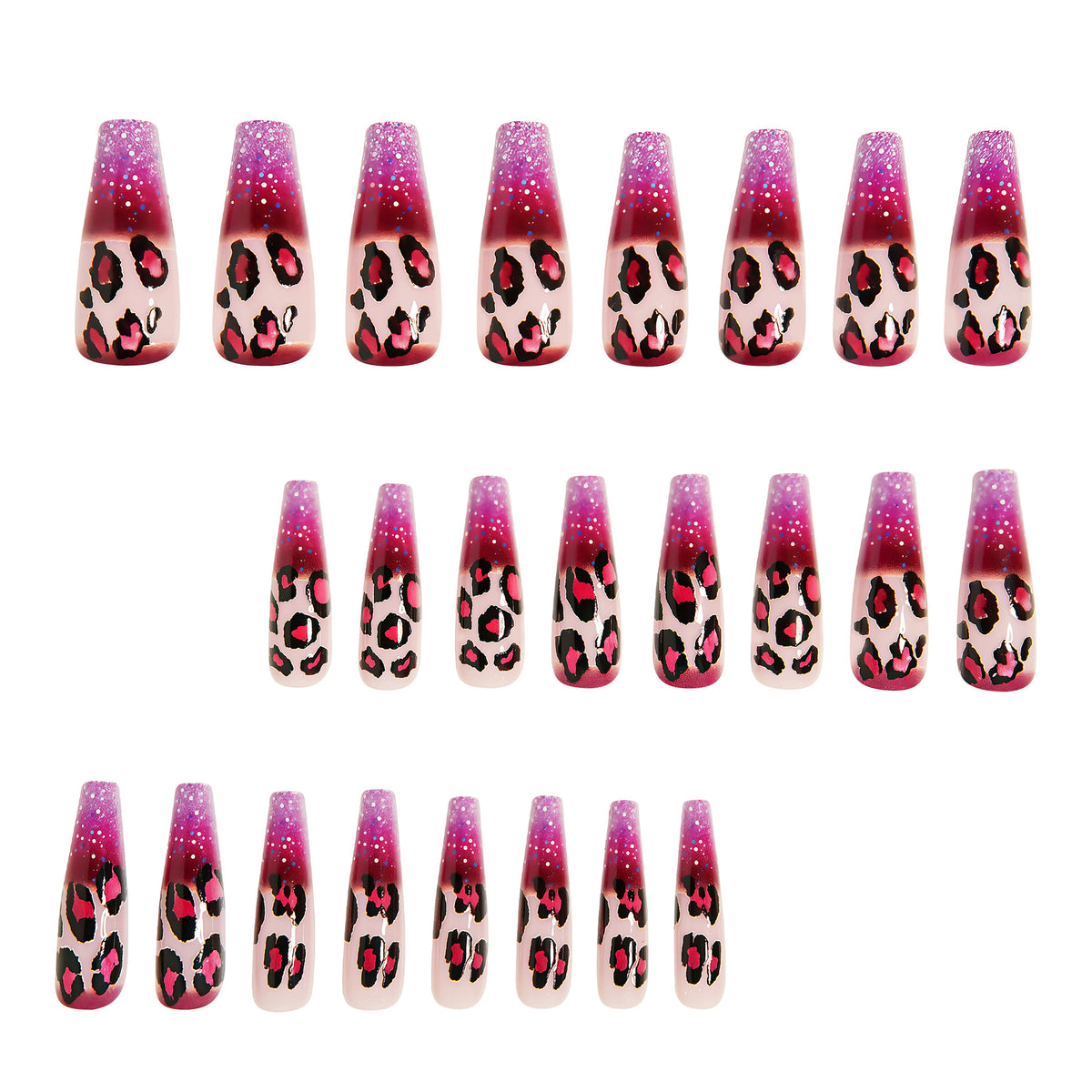 24pcs/Set Purple Leopard Press On Nails