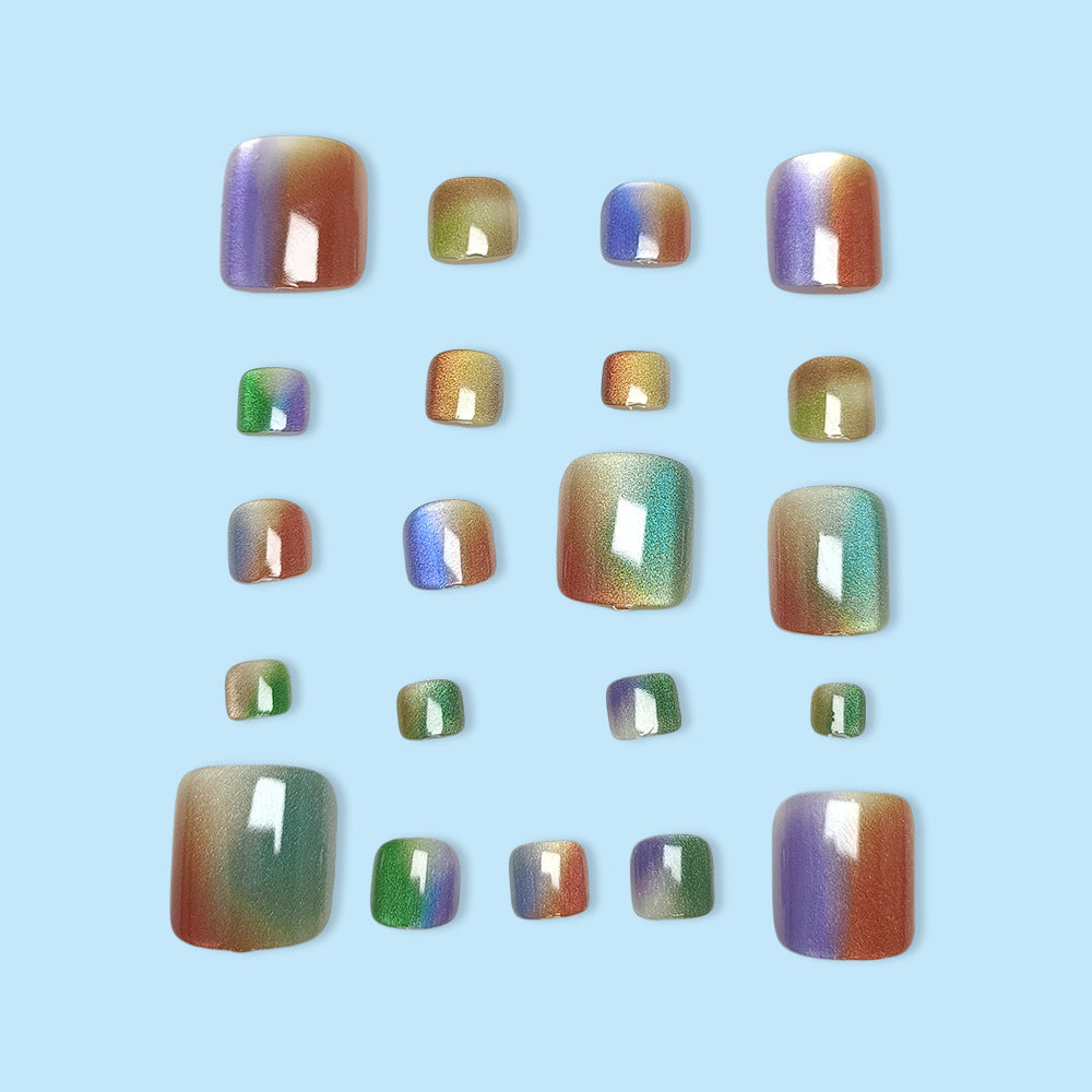 24pcs/Set Colorful Ombre Press On Toe Nails