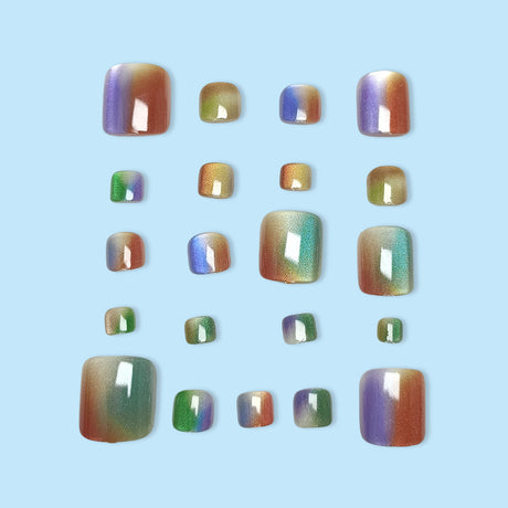 24pcs/Set Colorful Ombre Press On Toe Nails