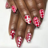 24pcs/Set Red & White Polka Dots Press On Nails