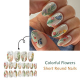 24pcs/Set Ombre Butterfly and Grass Press-On Nails
