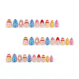 24pcs/Set Striped Polka Dot Star French Press On Nails
