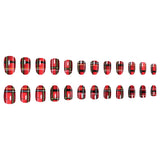24pcs/Set Red & Gold Plaid Cat Eye Press On Nails