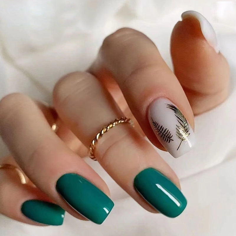 24pcs/Set Gold Leaf Press-On Nails