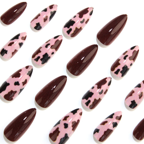 24pcs/Set Chocolate Brown Leopard Print Press On Nails