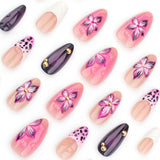 24pcs/Set 3D Embossed Floral French Press-On Nails