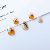 24pcs/Set Autumn Pumpkin & Leaves Press On Nails