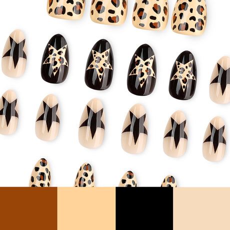 24pcs/Set Leopard Print with Stars Press On Nails