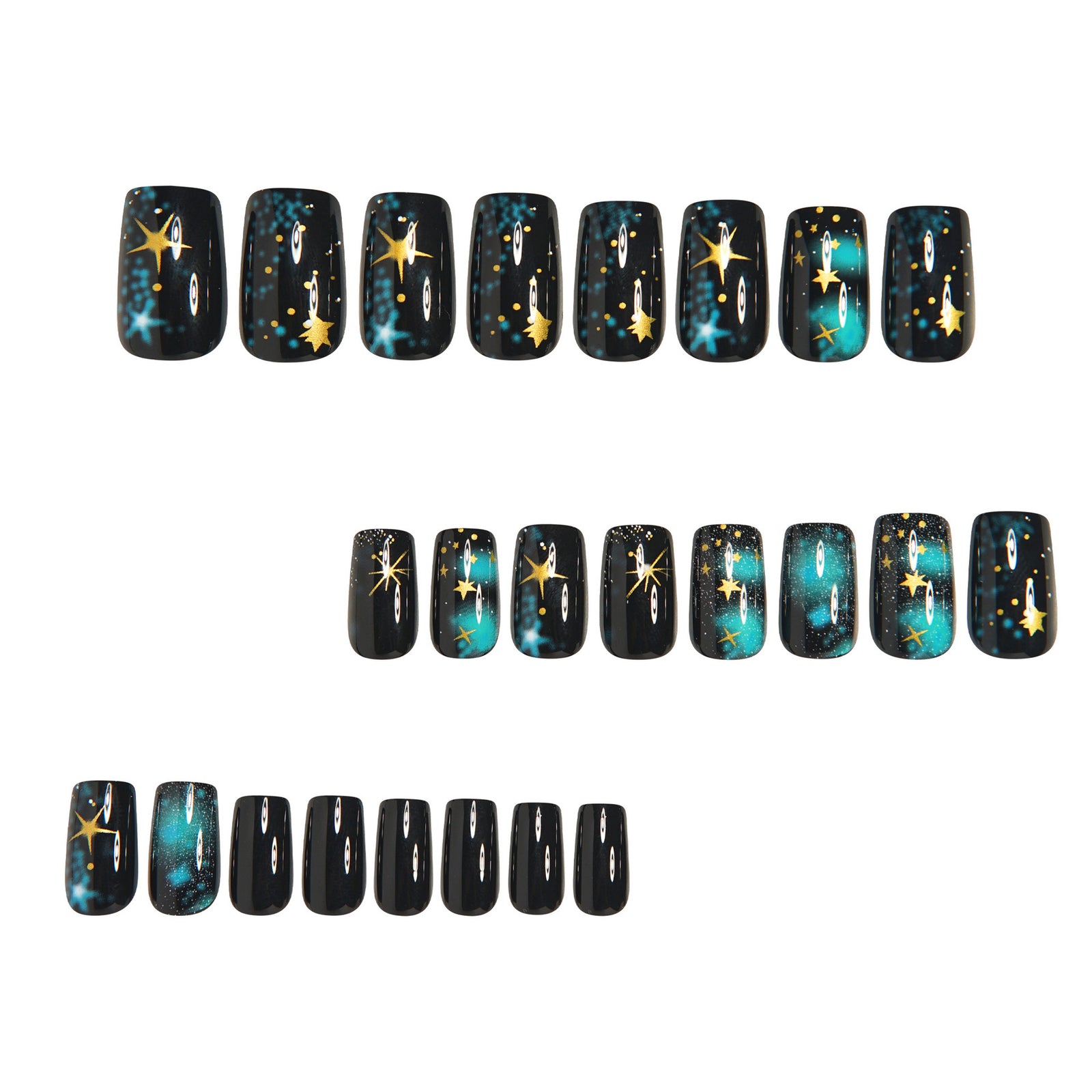 24pcs/Set Golden Starry Night Press-On Nails