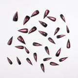 30pcs/Set Red Cat Eye with Cat Claw Tips Press-On Nails