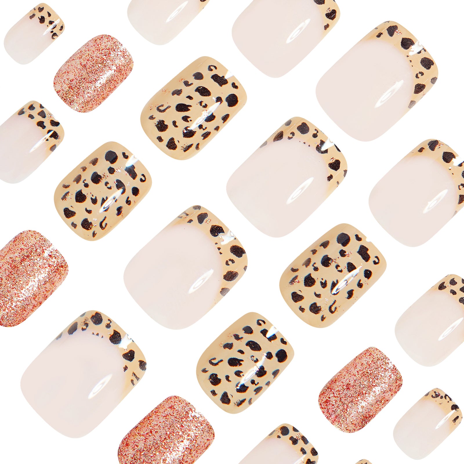 24pcs/Set Glitter Leopard Press-On Nails