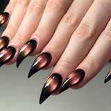 30pcs/Set Red Cat Eye with Cat Claw Tips Press-On Nails