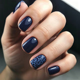 24pcs/Set Deep Blue Leopard Press On Nails