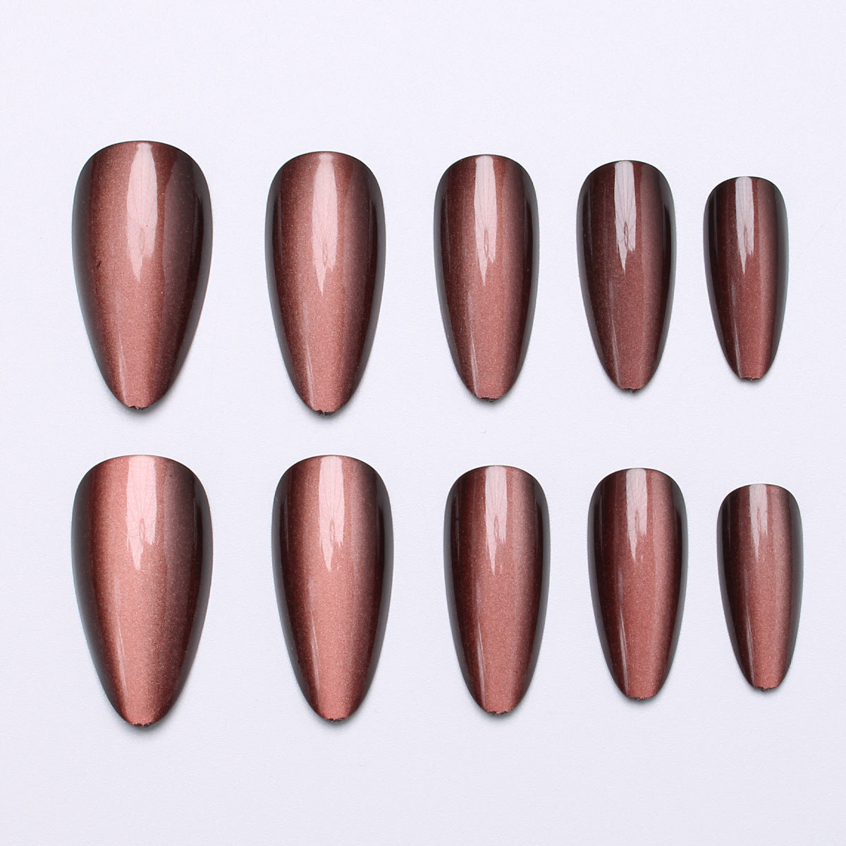 24pcs/Set Light Brown Cat Eye Press-On Nails