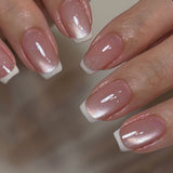 24pcs/Set French Cat Eye Press-On Nails