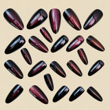 24pcs/Set Deep Red Cat Eye Press-On Nails