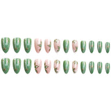 24pcs/Set Gold Foil Floral Leaf Cat Eye French Press-On Nails