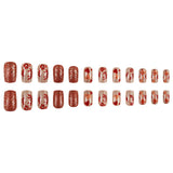 24pcs/Set Vintage Maple Leaves Press On Nails