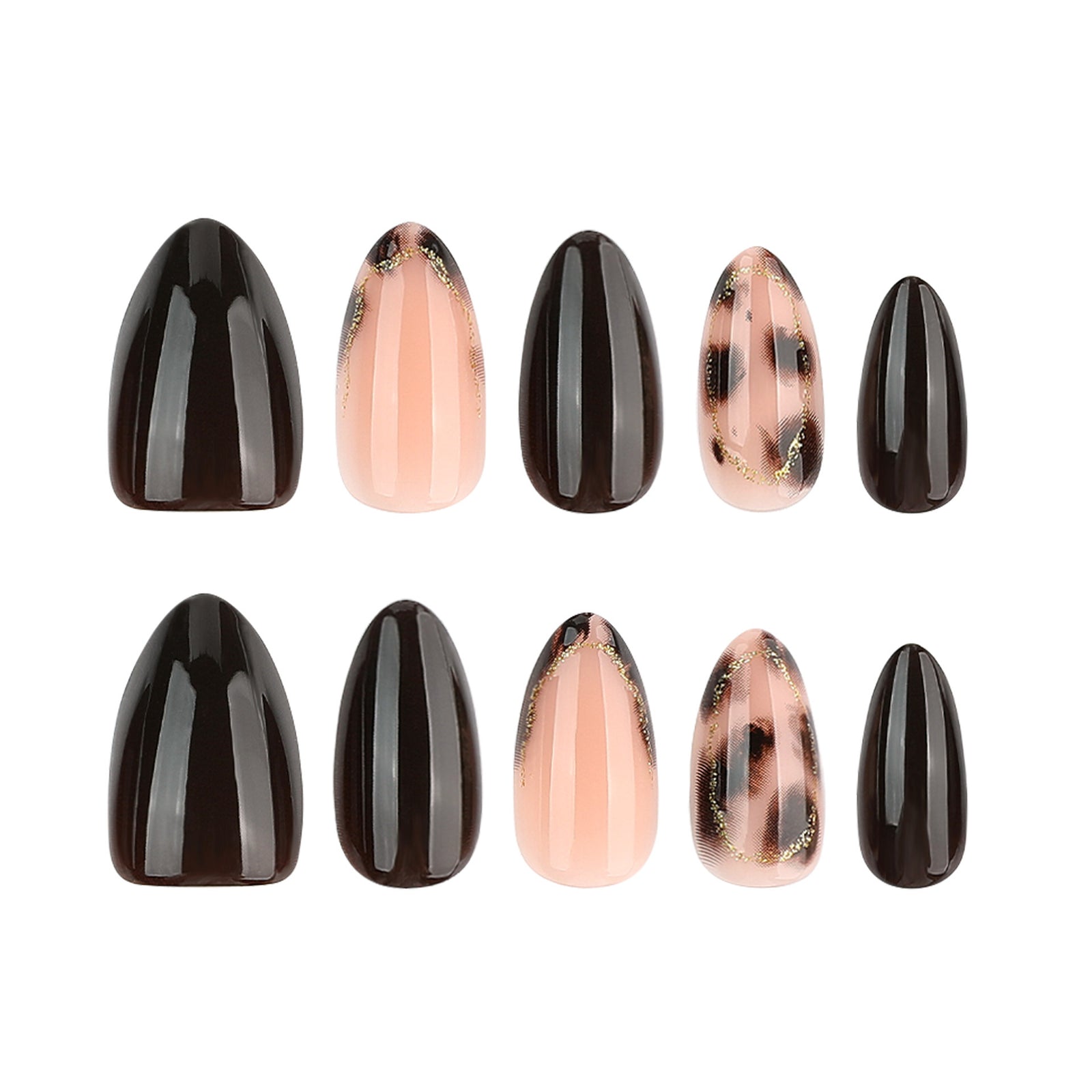 24pcs/Set Tortoiseshell Leopard French Press On Nails