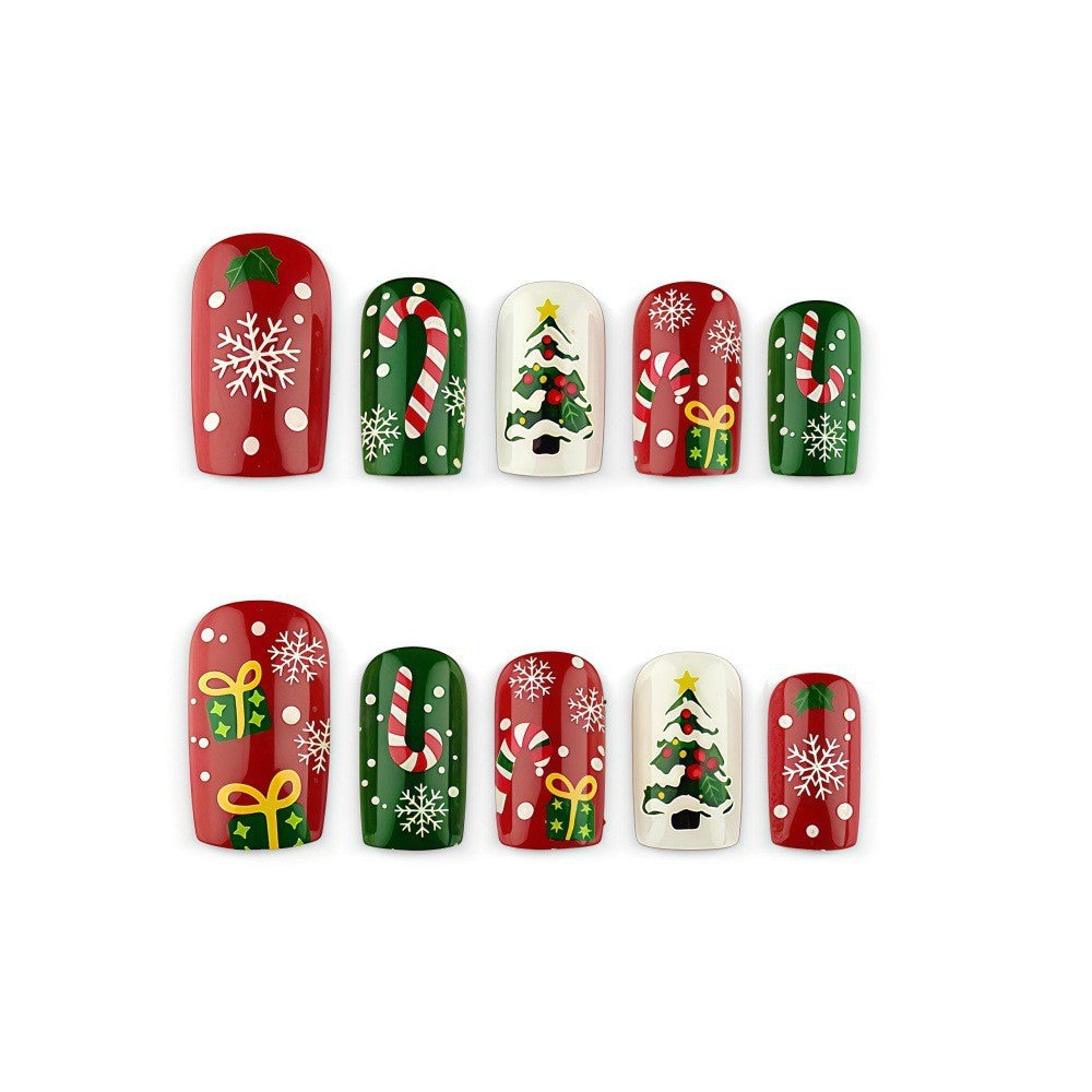 24pcs/Set Snowflake Christmas Tree Press On Nails