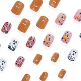 24pcs/Set Pumpkin, Ghost & Floral Press On Nails