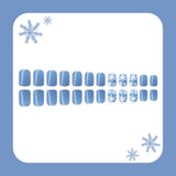24pcs/Set Dusty Blue Snowflakes Press On Nails