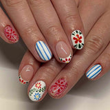 24pcs/Set Fresh Floral French Press On Nails