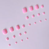 24pcs/Set Pure Pink Press On Toe Nails