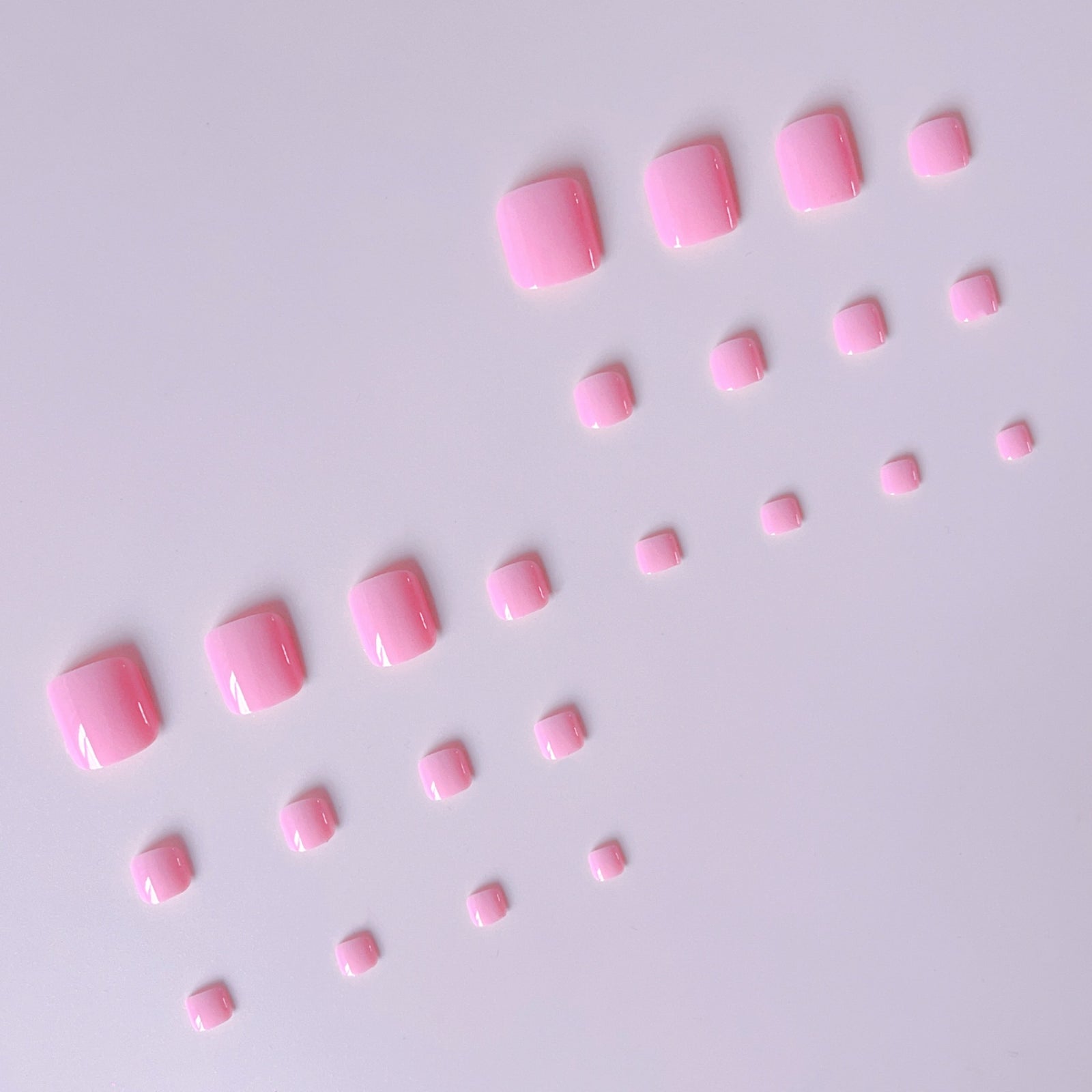 24pcs/Set Pure Pink Press On Toe Nails