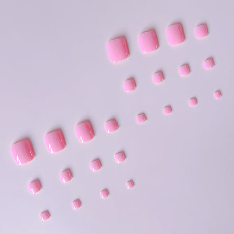 24pcs/Set Pure Pink Press On Toe Nails