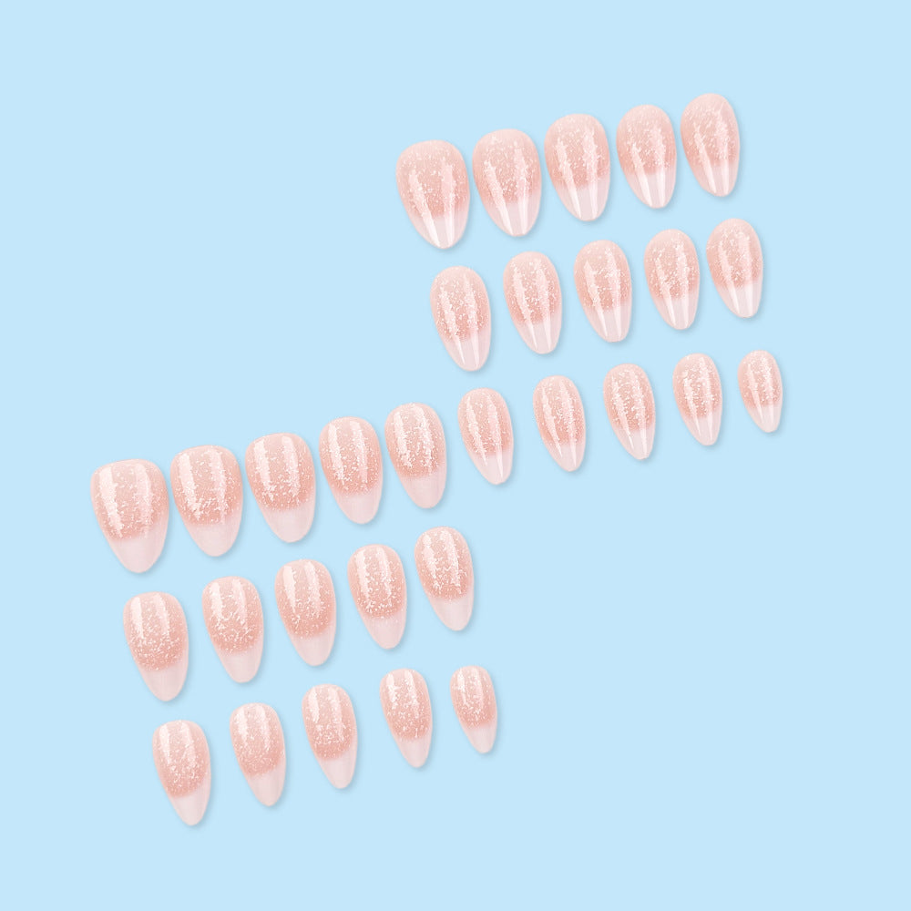 24pcs/Set Glitter French Tip Press-On Nails