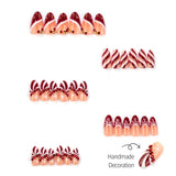 30pcs/Set Red French Tips with Snowflakes Press On Nails
