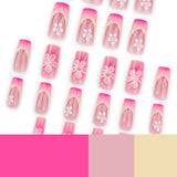 24pcs/Set 3D Floral French Press-On Nails