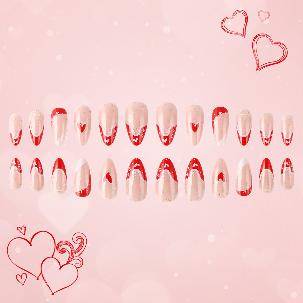 24pcs/Set Heart French Tip Press-On Nails