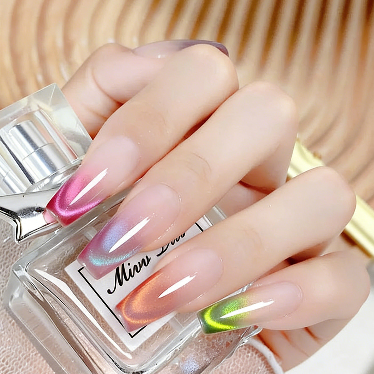 24pcs/Set Colorful Ombre French Press On Toe Nails