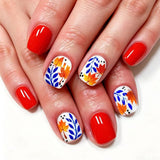 24pcs/Set Red Autumn Maple Leaves Press-On Nails