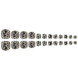 24pcs/Set Matte Leopard Print with Gold Foil Press On Toe Nails