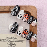 24pcs/Set 3D Ghost & Pumpkin Spiderweb Press On Nails
