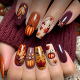 24pcs/Set Maple Leaves & Pumpkins Press-On Nails