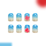 24pcs/Set Blue Ocean Waves, Starfish & Seashells Press-On Nails