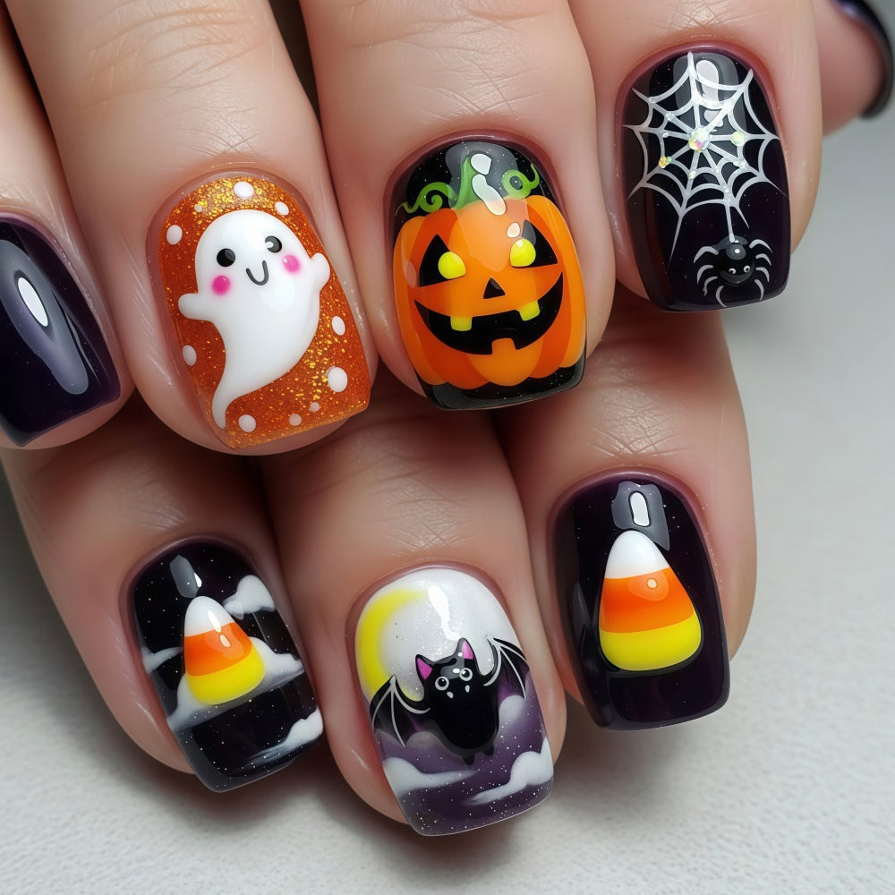24pcs/Set Ghost, Pumpkin & Bat Press On Nails