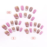 30pcs/Set Ripple Holographic Glitter Press On Nails