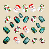 24pcs/Set Santa Claus & Holly Berries Press On Nails