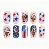 24pcs/Set Denim Girl with Stars and Stripes Press-On Nails
